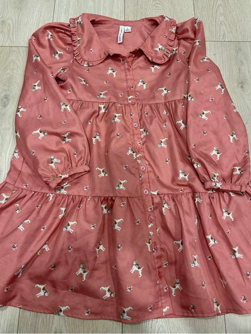 Janie and Jack Coral Dog Print Button-Front Dress size 8